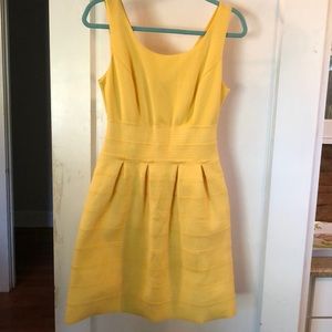 NY&Co Yellow Apron Style Dress with Textured Skirt